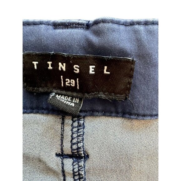 Tinsel Women's Ankle Pants Size 29 Raw Hem Stretch 26" Inseam Blue - Picture 3 of 6